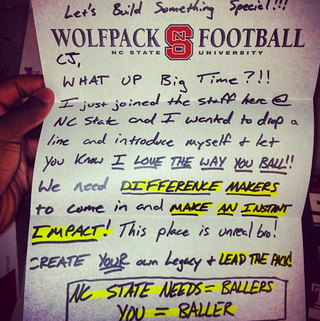 Illustration for article titled "I LOVE THE WAY YOU BALL": This N.C. State Recruiting Letter Is Insane (UPDATE: It's A Form Letter)